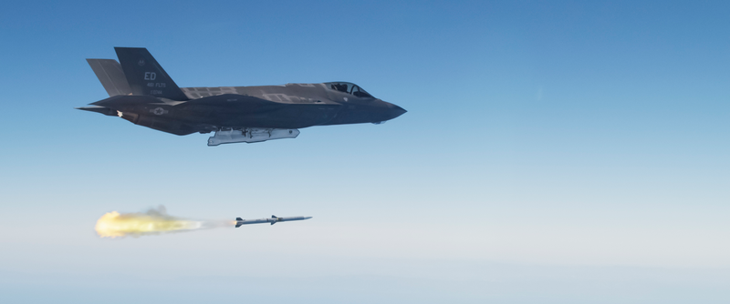 F-35 launching an AMRAAM air-to-air missile.